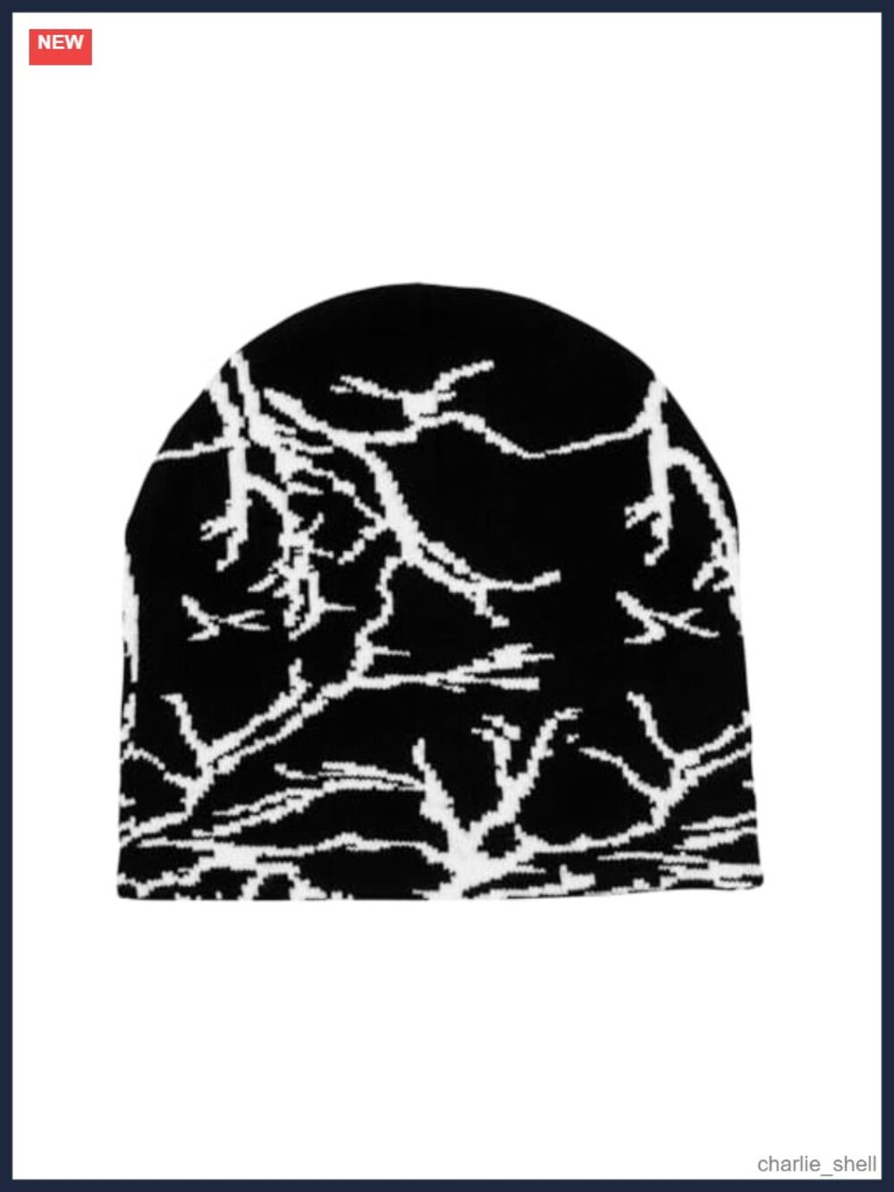 Y2K Lightning Pattern Knitted Beanie Hat Double-Layer Acrylic Wool